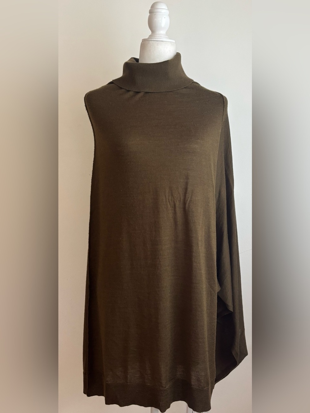 Ulla Johnson Wool Silk Blend Turtleneck Poncho Asymmetrical Top small Green